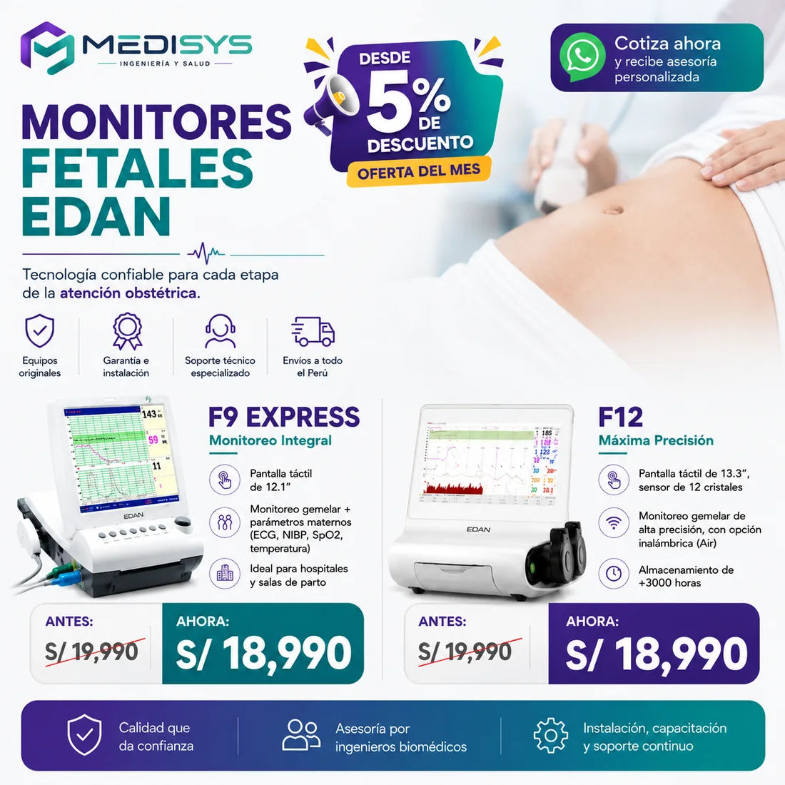 Oferta del mes — Monitor Fetal EDAN F9 Express desde S/ 11,990 y F12 desde S/ 18,990